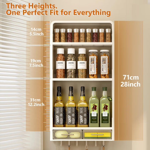 Hoiwio spice rack with sealed drawers protecting small spices