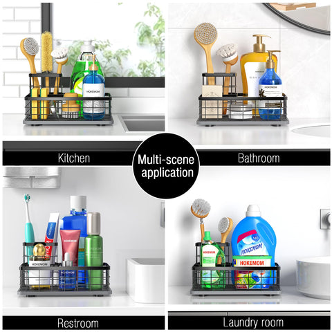 HOKEMOM non-slip silicone pads keep the caddy steady on countertops.