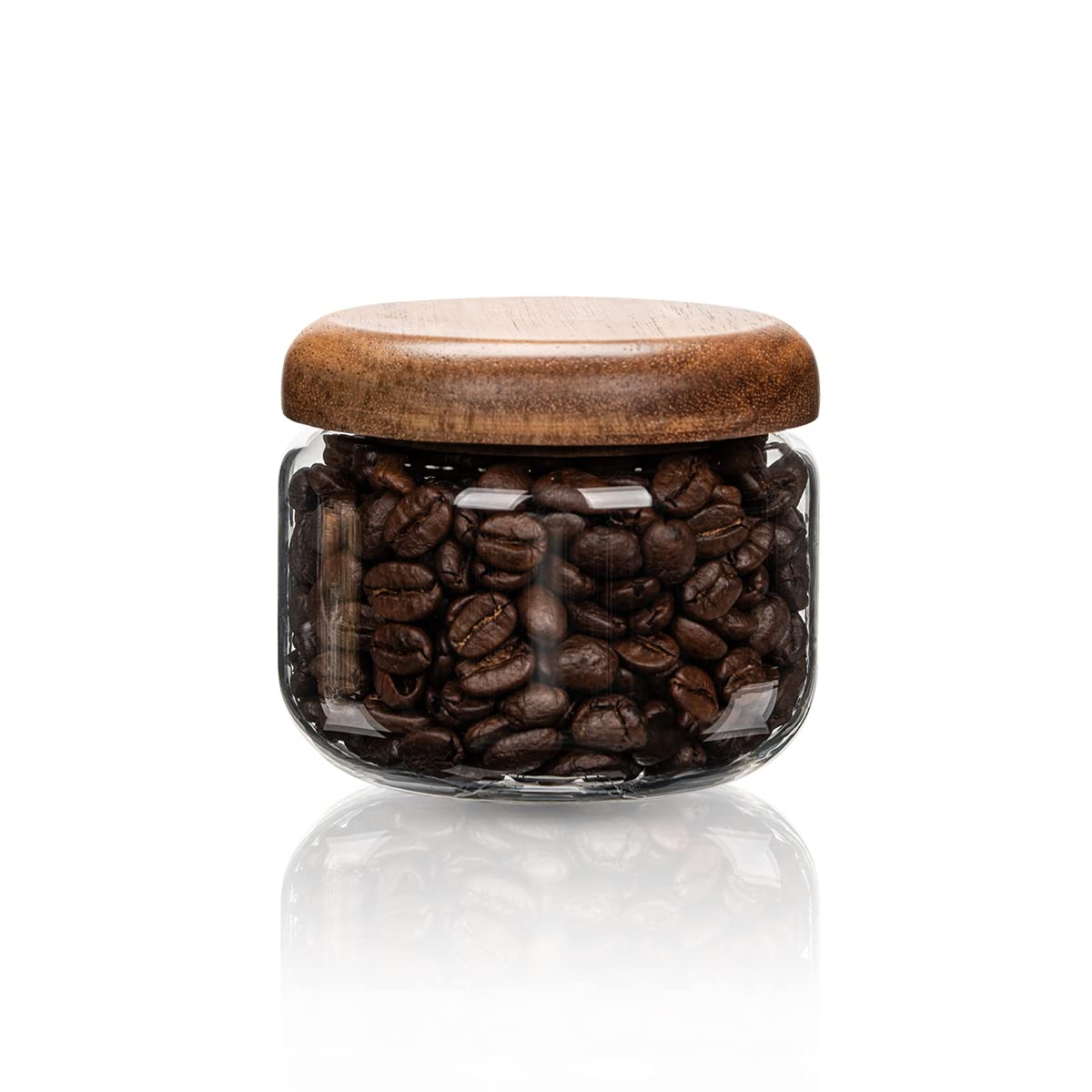 HolaJia glass storage jar 300ml with walnut lid, perfect for keeping snacks fresh and neatly organized.