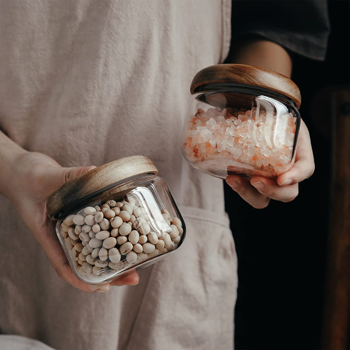 HolaJia glass jar adds modern charm to counters while storing snacks.