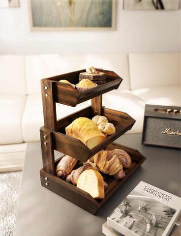 HOLANA Acacia 3-tier basket demonstrating 20lbs capacity for produce