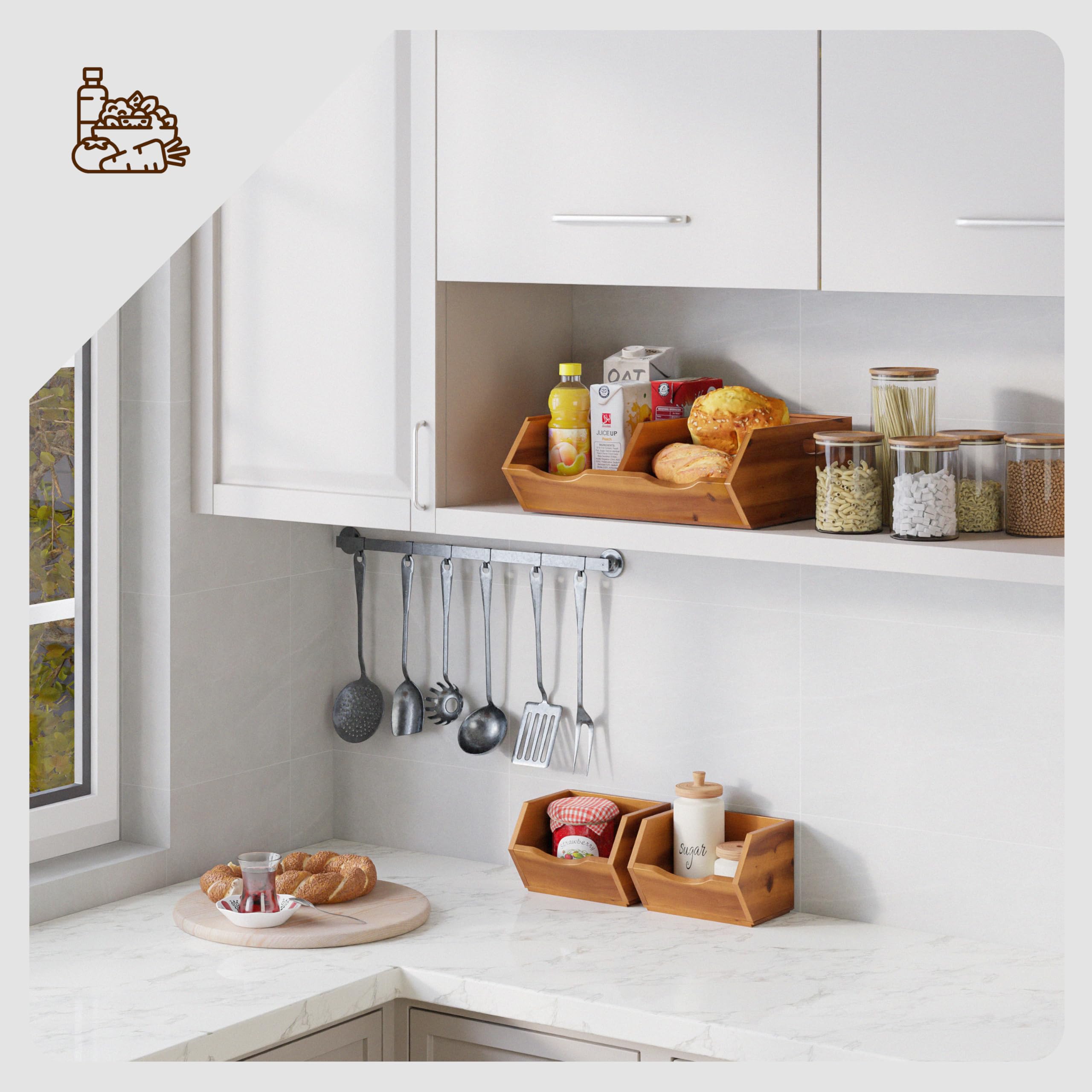 HOLANA Acacia Wood Bin supports up to 40 lbs of vegetables
