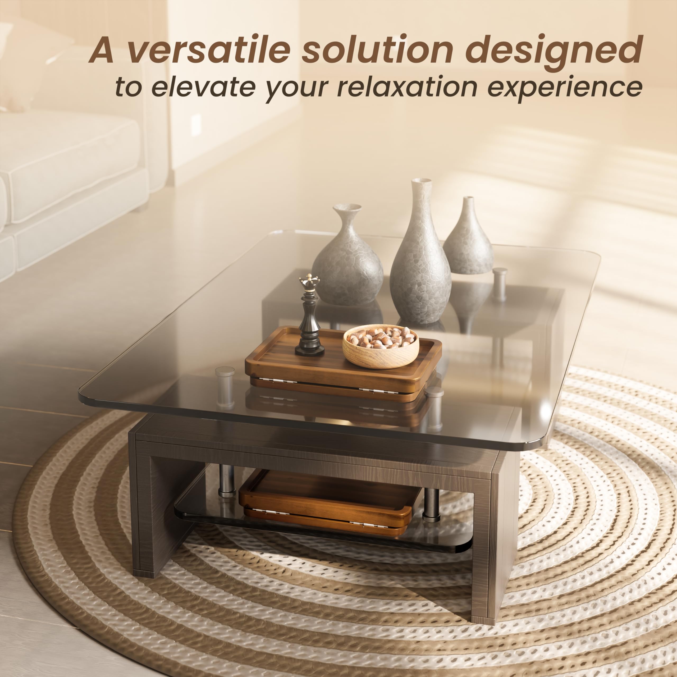HOLANA Acacia Wood Side Table for eating and drinking by the couch