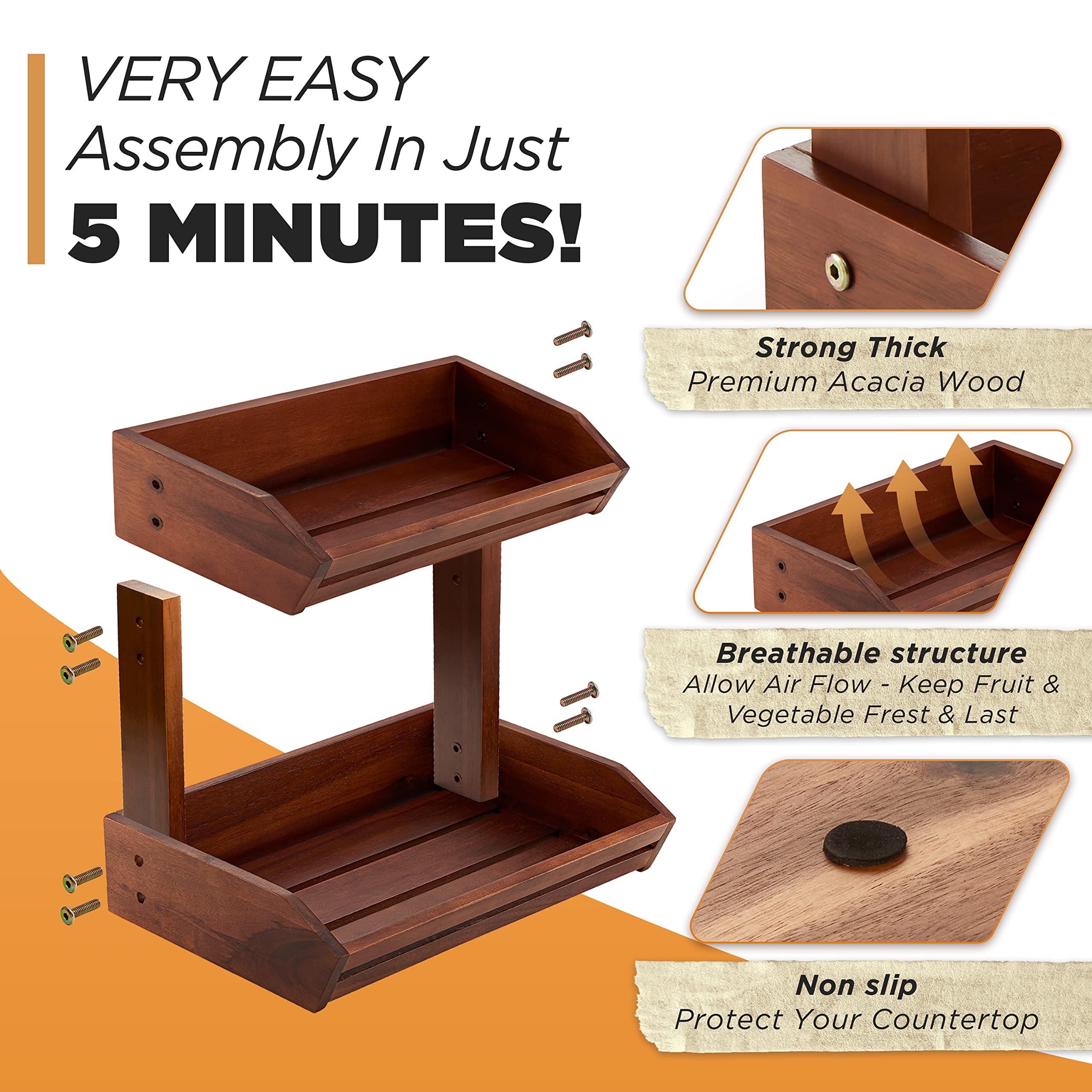 HOLANA Acacia wooden pantry-bin highlighting premium wood and durability