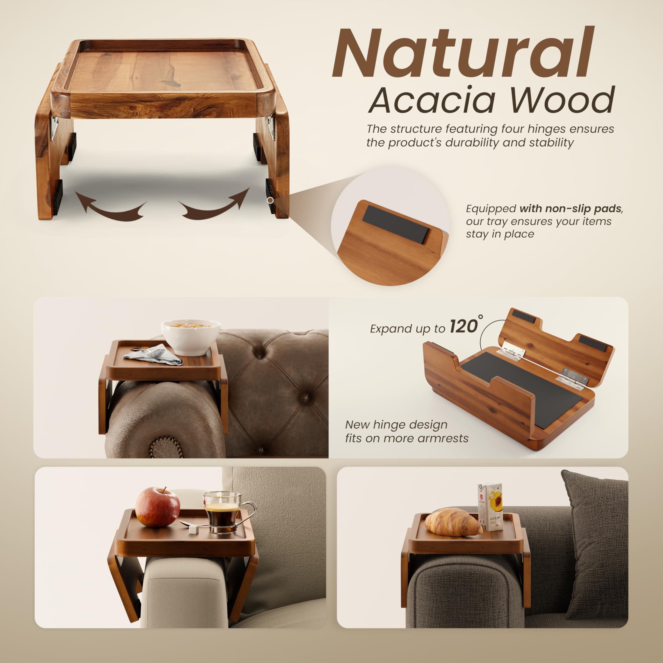 HOLANA Armrest Tray shows rectangular lightweight design for easy use
