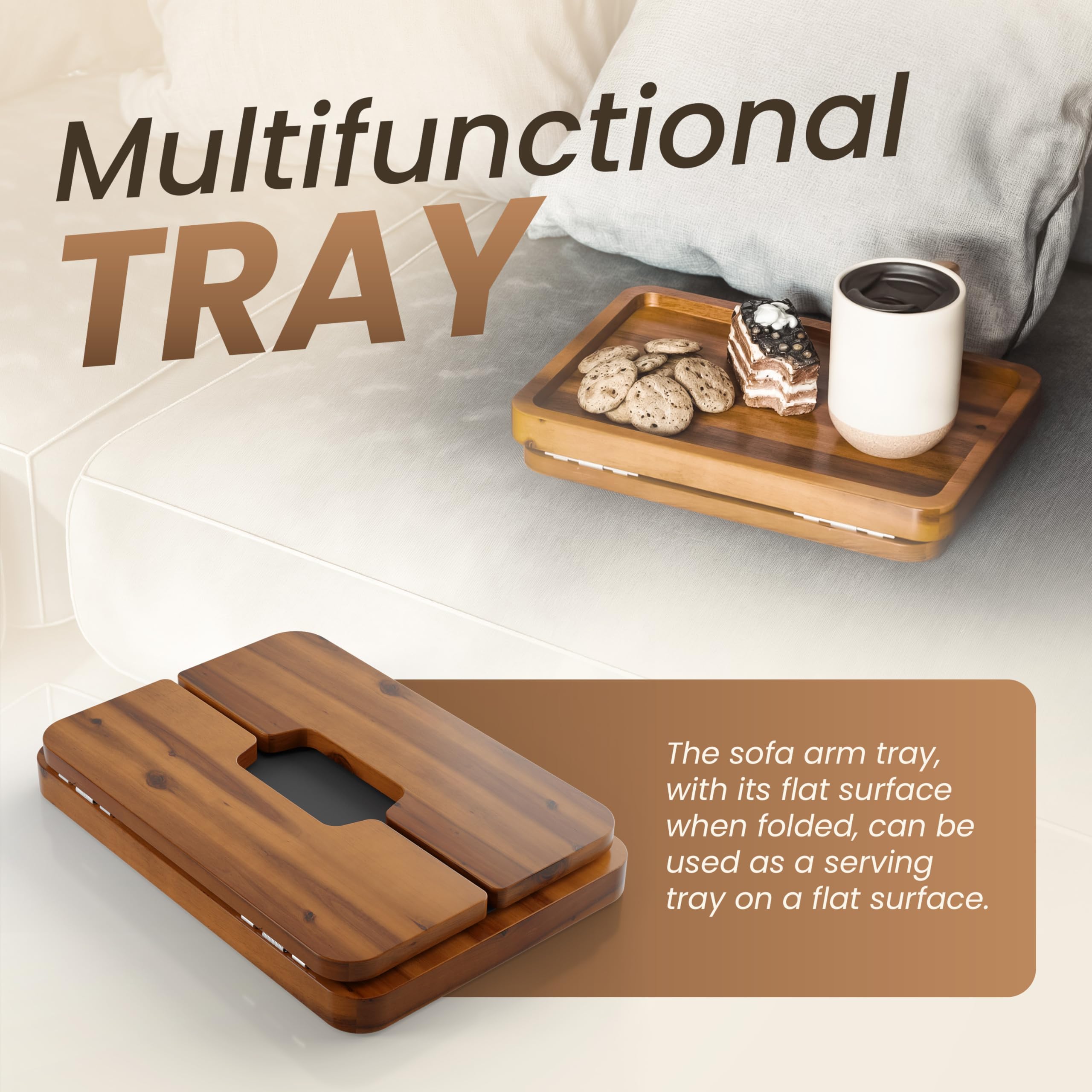 HOLANA Folding Sofa Tray demonstrating space-saving storage
