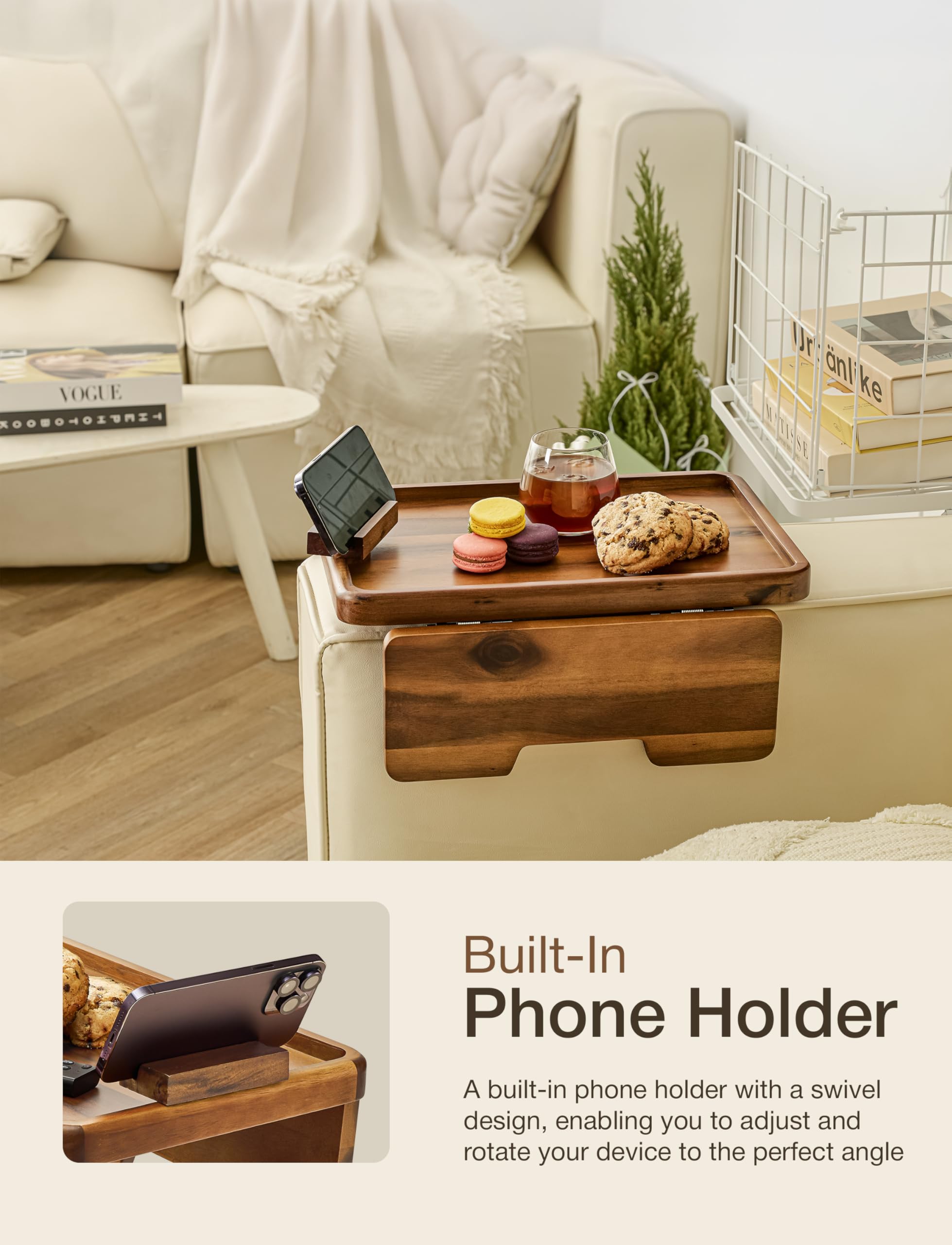 HOLANA solid acacia wood construction adds warmth and durability