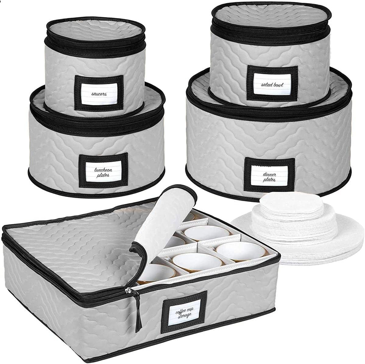 Holdn STORAGE holds up to 12 place settings for organized storage.