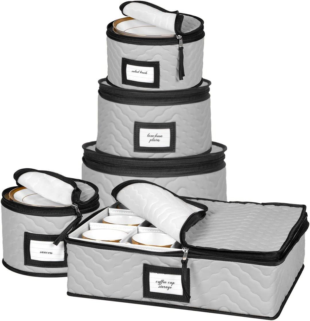 Holdn STORAGE china storage 5-piece set protects 12 place settings during moves.