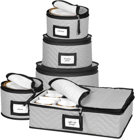 Holdn STORAGE china storage 5-piece set protects 12 place settings during moves.