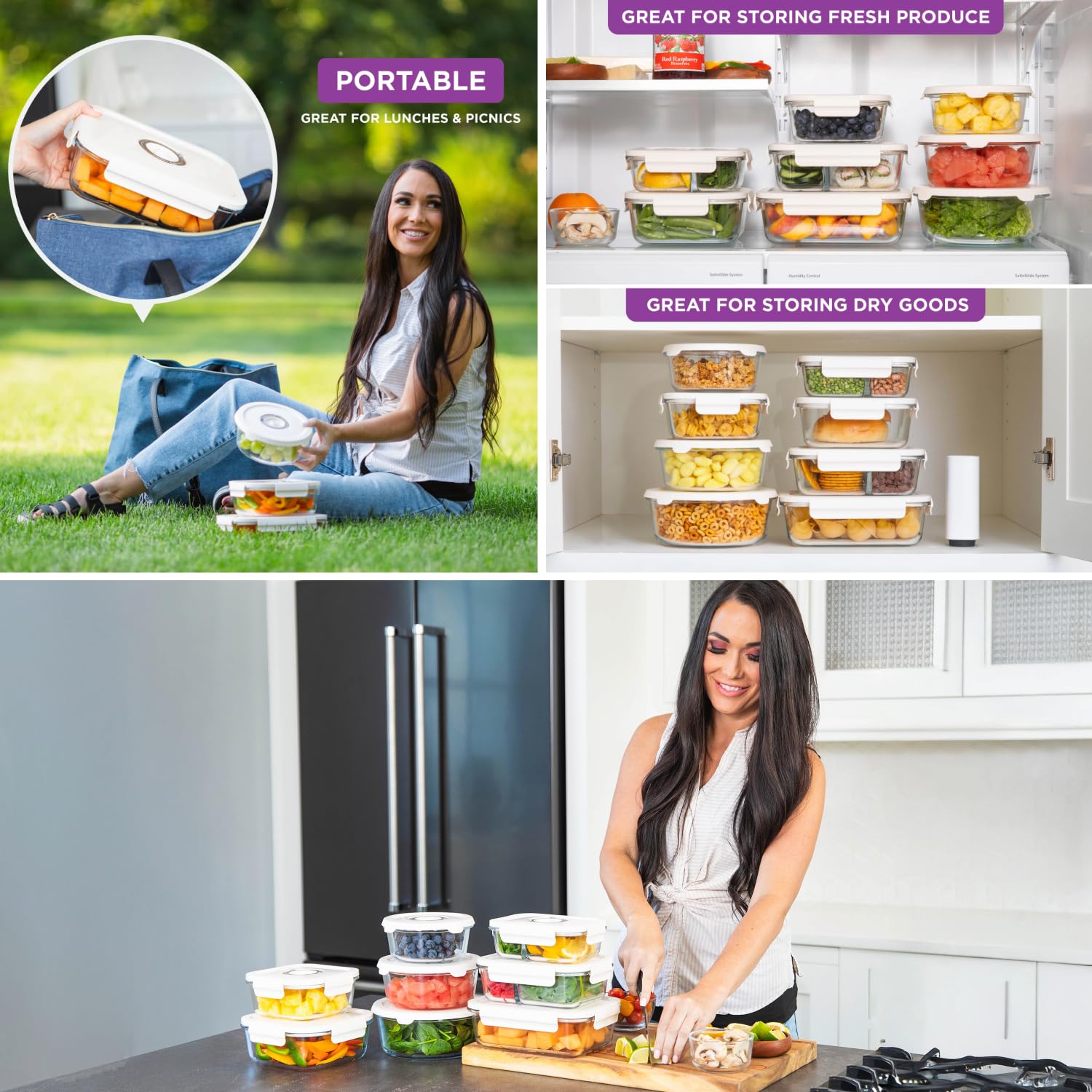HOLDN’ STORAGE 1020ml compartment container stores ingredients separately and airtight