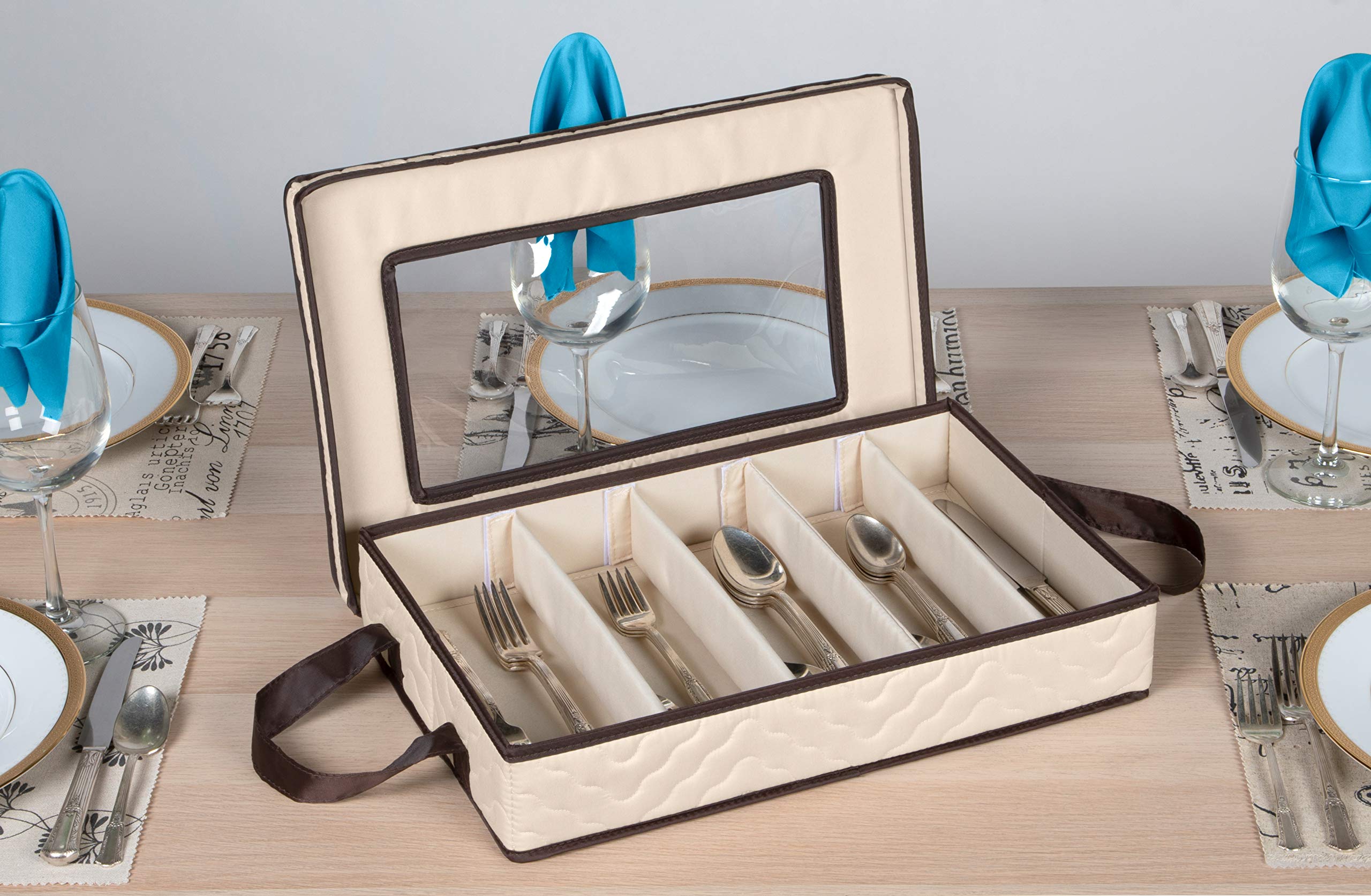 HOLDN' STORAGE flatware case with side handles eases portability for picnics and outdoor dining.