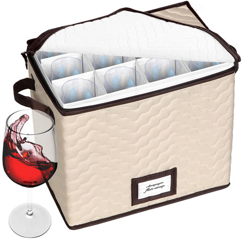 HOLDN STORAGE nonwoven microfiber protects stemware from scratches.