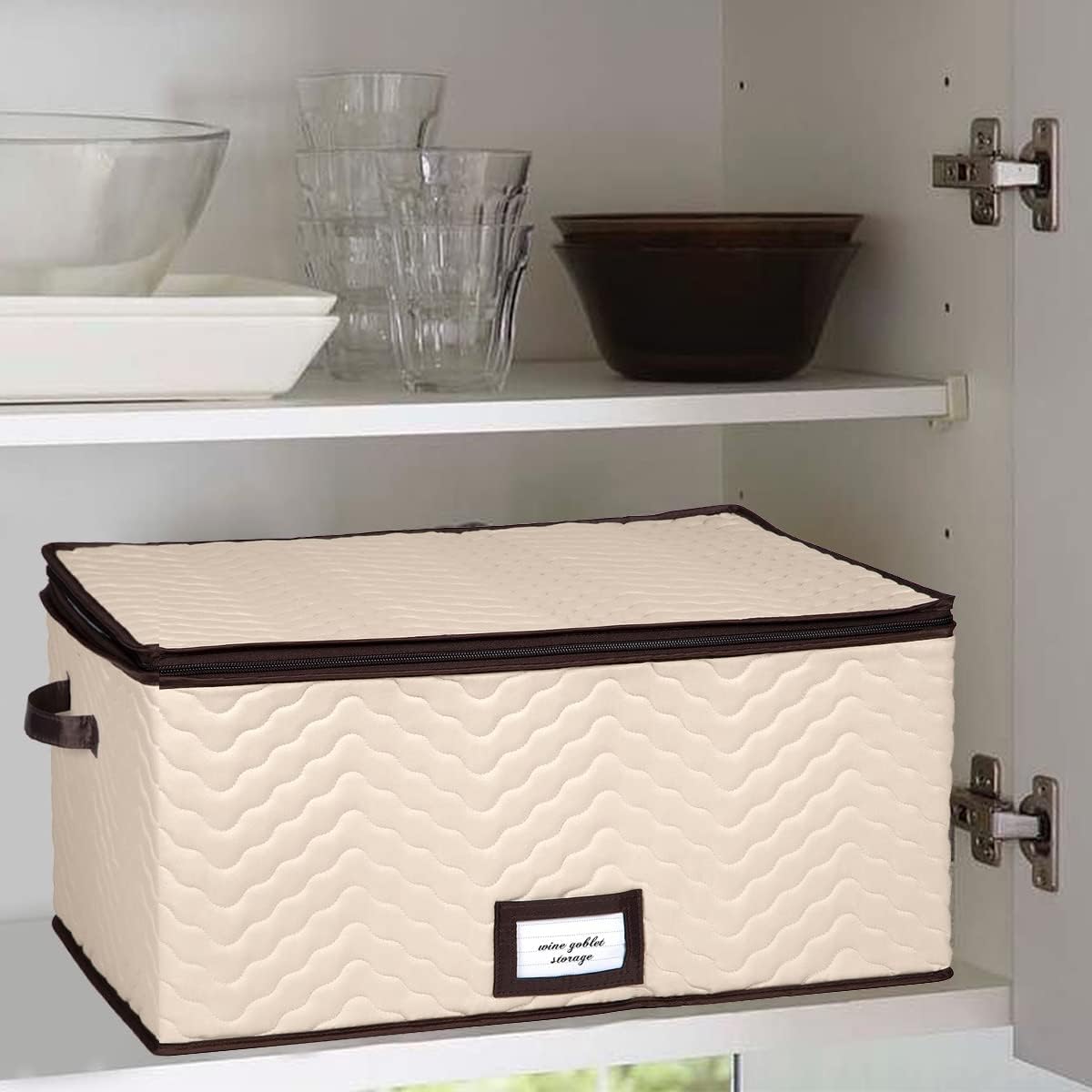 Holdn’ Storage organized stemware after use showcasing tidy cabinet.