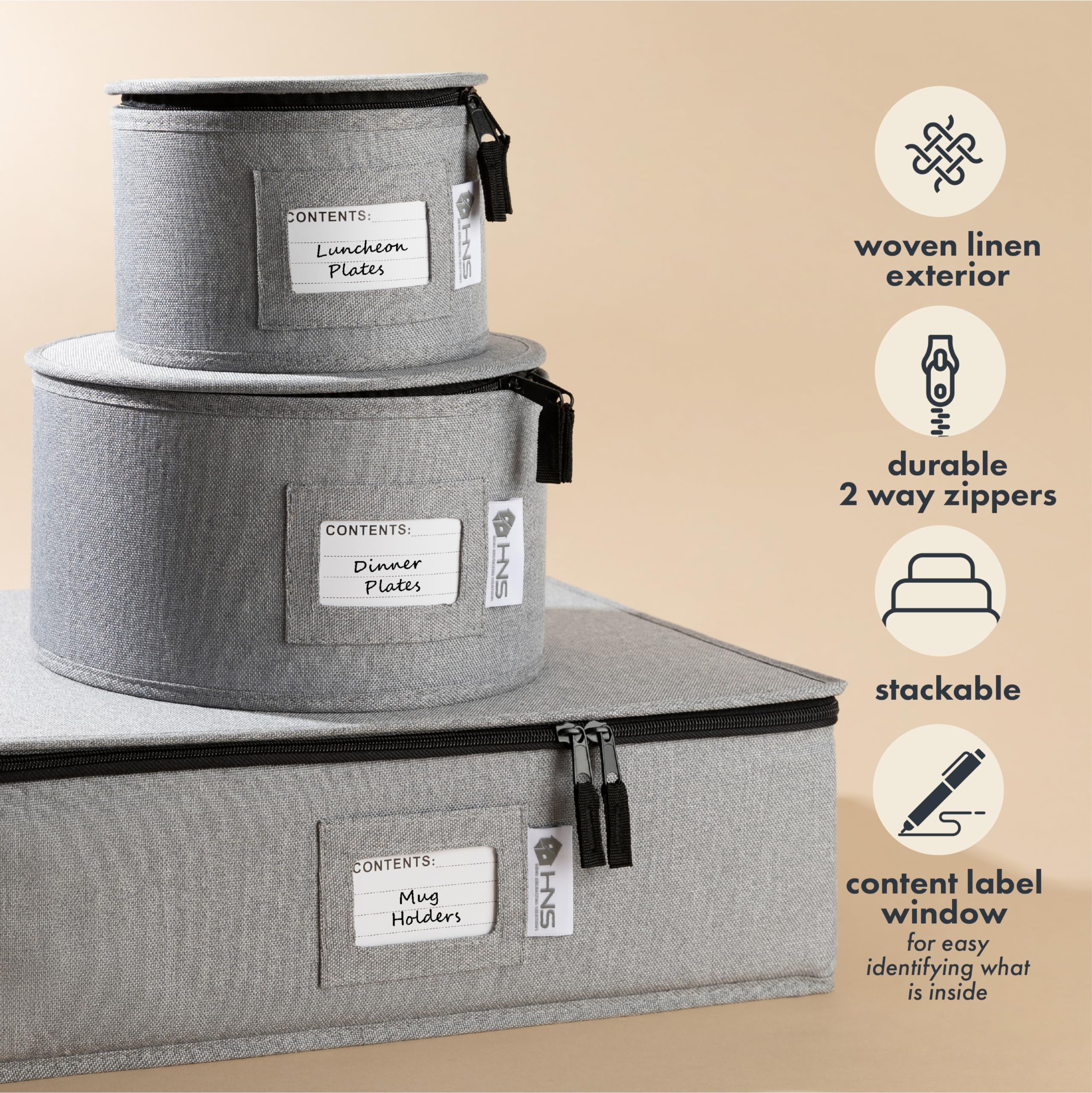 HOLDN’ STORAGE padded interior cushions plates during storage.
