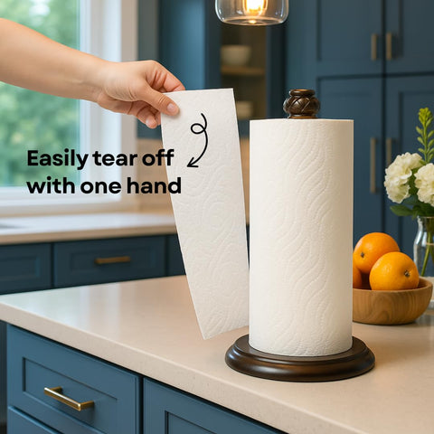 HOLDN’ STORAGE holds regular paper towel rolls for everyday use.