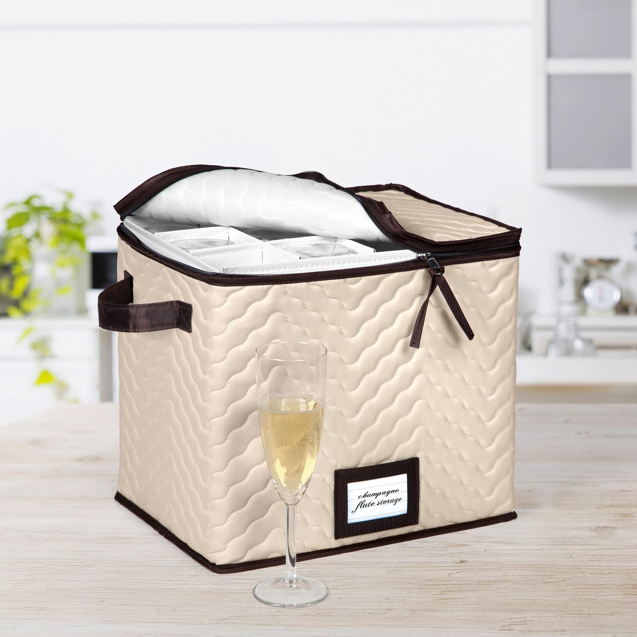HOLDN’ STORAGE 9-cell grid keeps each stemware piece separate for safety.