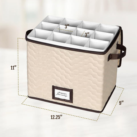 HOLDN STORAGE quilted microfiber case cushions delicate stemware.