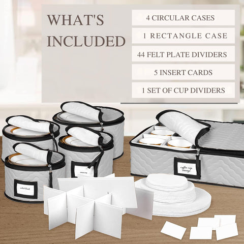 Holdn STORAGE quilted microfiber protection prevents scratches on dinnerware.
