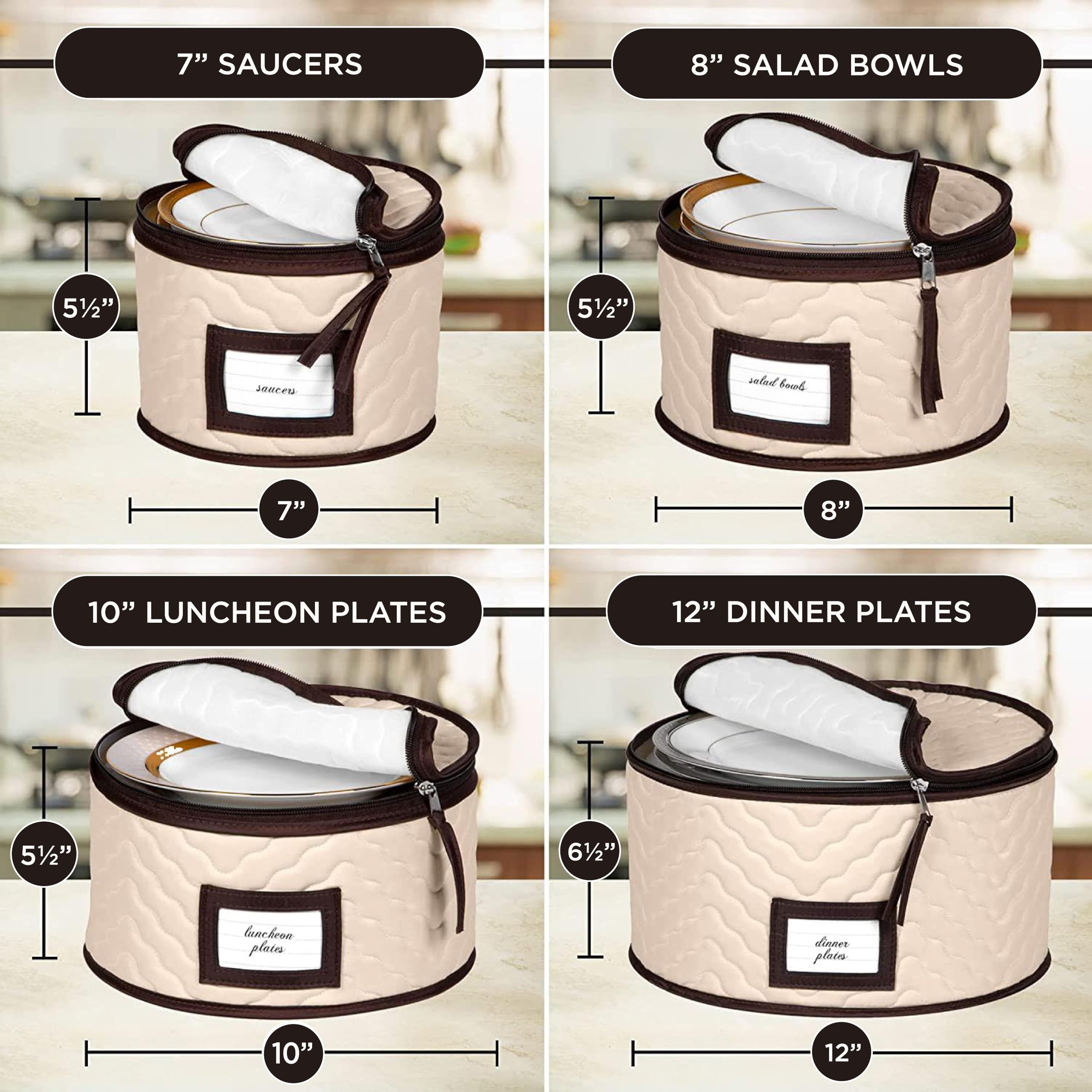 HOLDN’ STORAGE seasonal tableware storage keeps glasses and saucers organized and accessible.