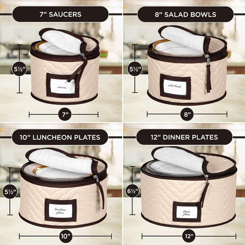 HOLDN’ STORAGE seasonal tableware storage keeps glasses and saucers organized and accessible.