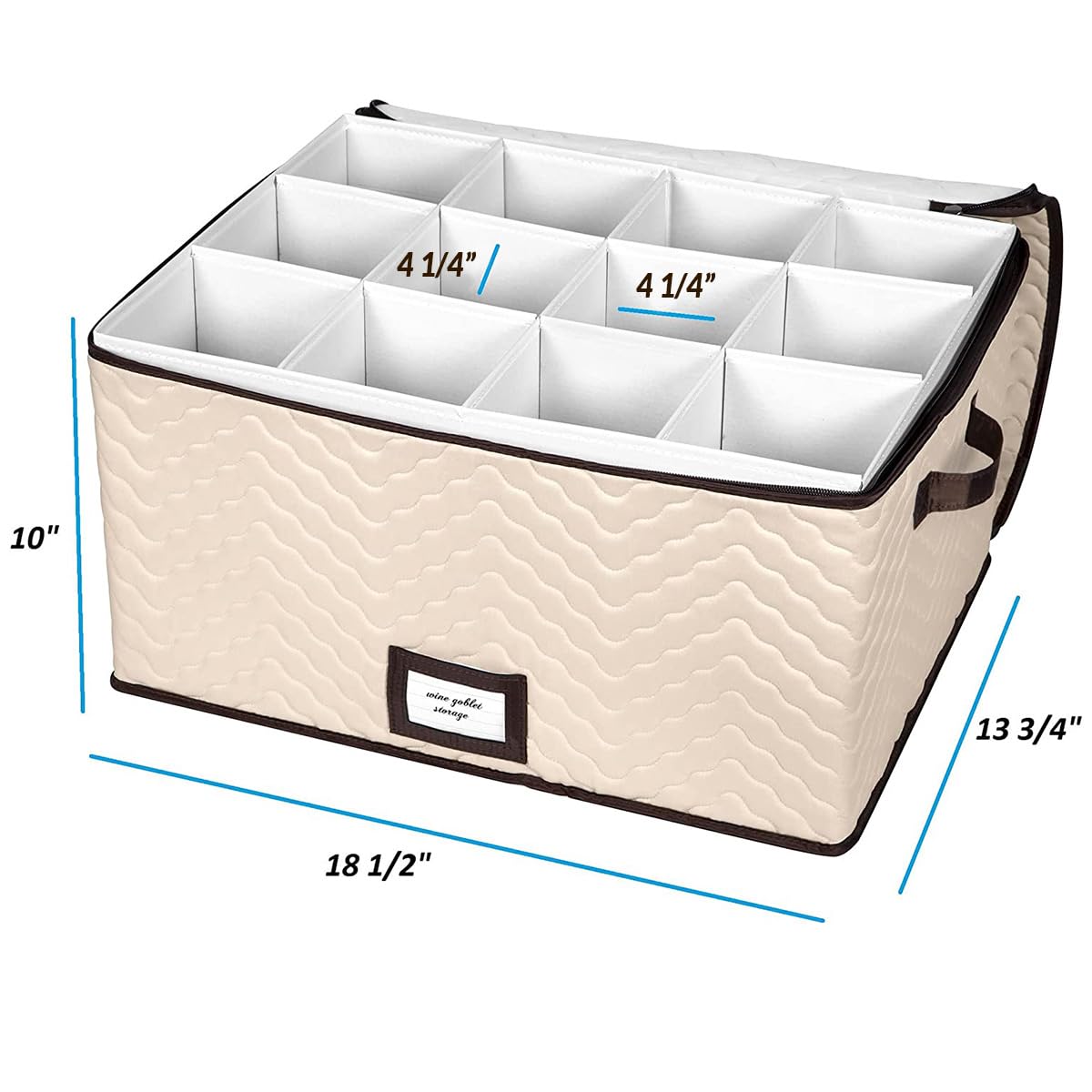 Holdn’ Storage wine glass storage box clear label helps quick identification.