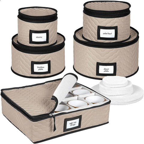HoldnStorage 5-piece set holds up to 12 place settings for seasonal storage