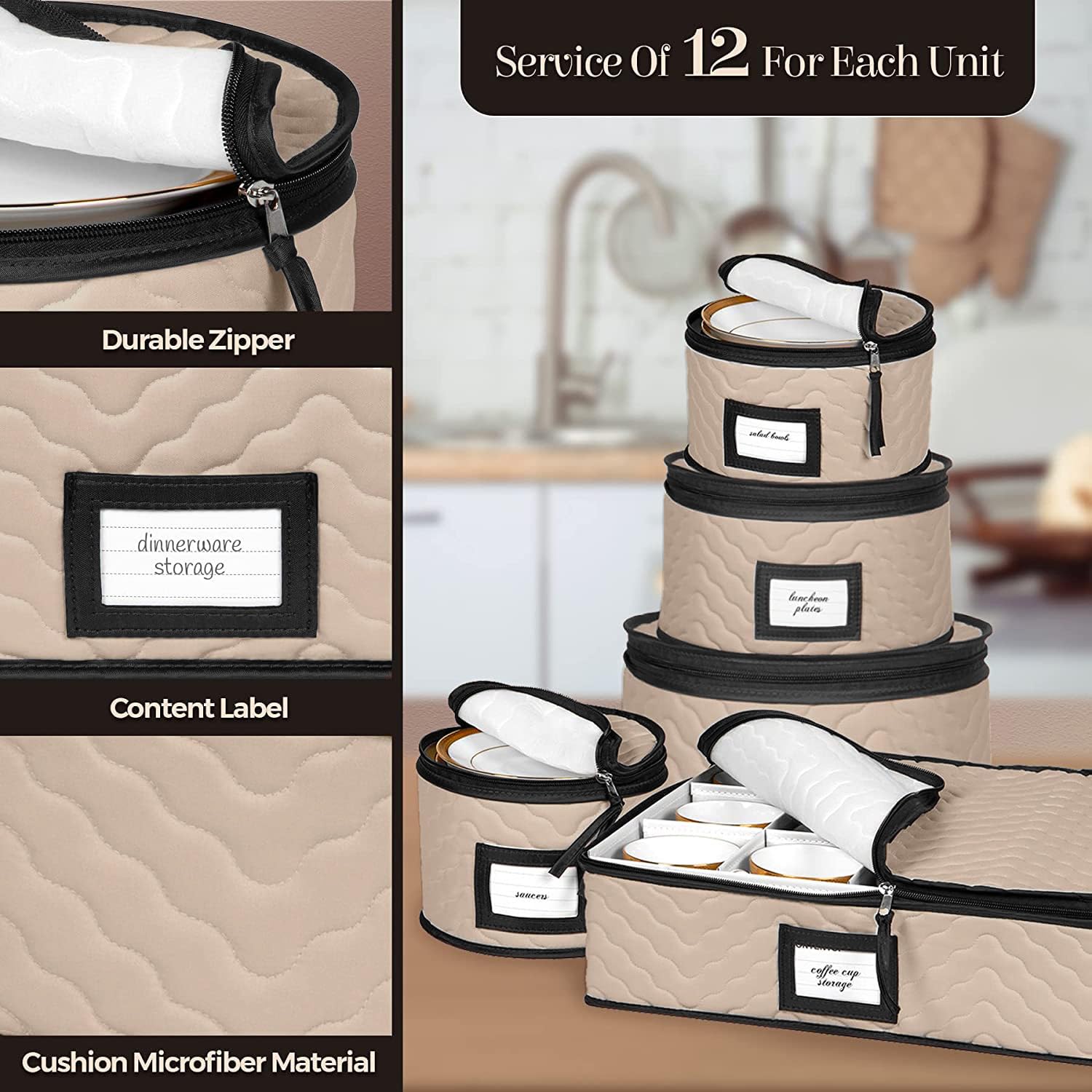 HoldnStorage brown-toned set provides sturdy, stackable organizers for kitchen ensembles