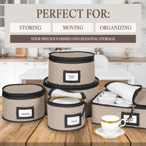 HoldnStorage quilted microfiber protection with soft dividers preventing scratches on delicate dishes