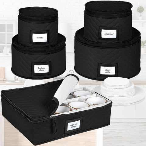 Holdnstorage 5-piece organizer set keeps seasonal tableware neatly stored.