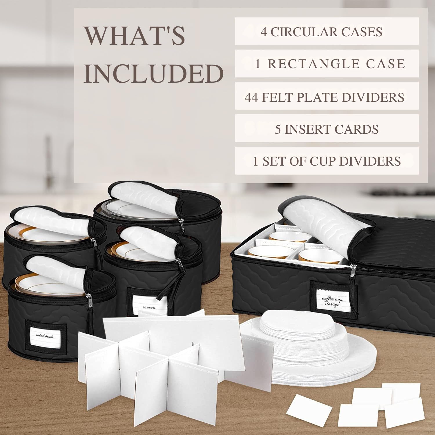 Holdnstorage protective dividers prevent scratches and chips for delicate dinnerware during storage.