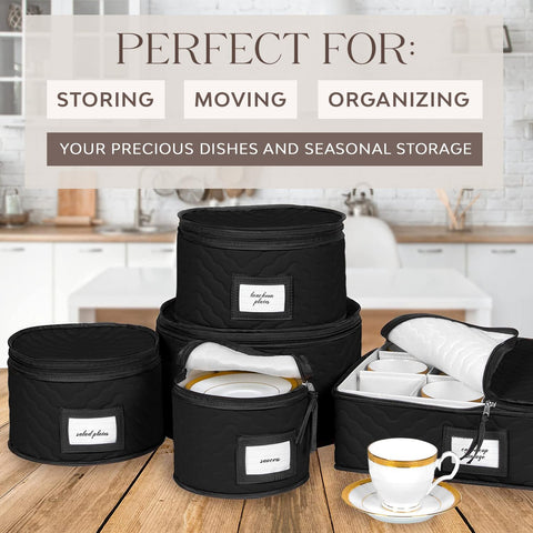 Holdnstorage quilted microfiber organizer case with transparent window keeps dishes visible and organized.