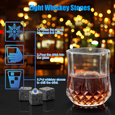HOLEEKIC granite whiskey stones keep drinks cold without dilution.