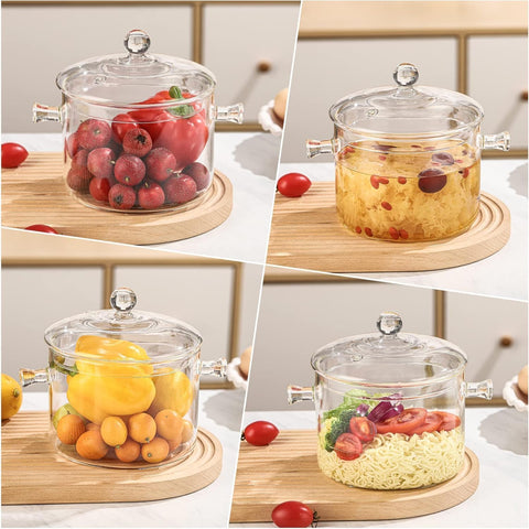 HOLIBAN 2300ml glass cookware; watch food simmer evenly.