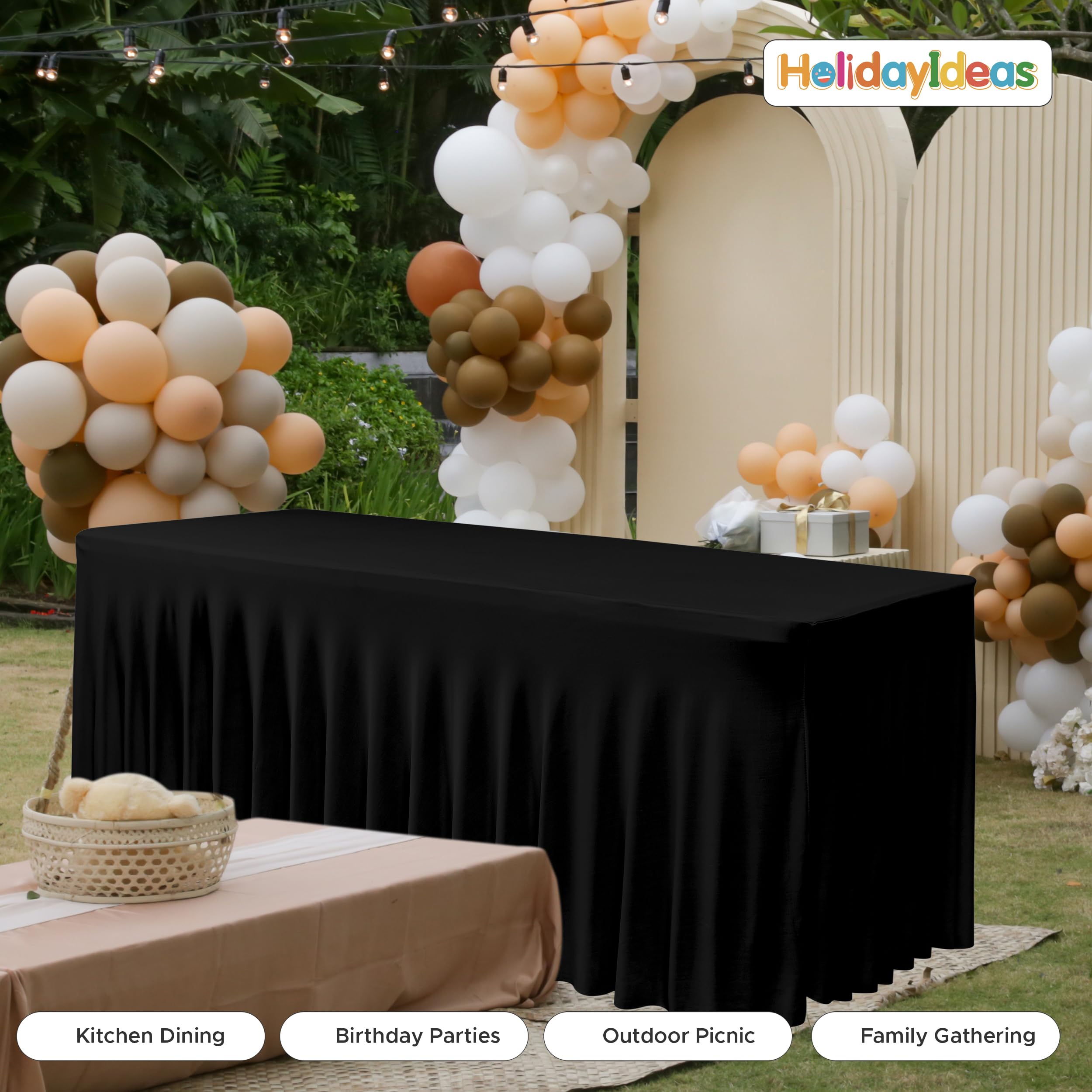 HolidayIdeas 2-pack table skirts offer versatile coverage for multiple tables and events.