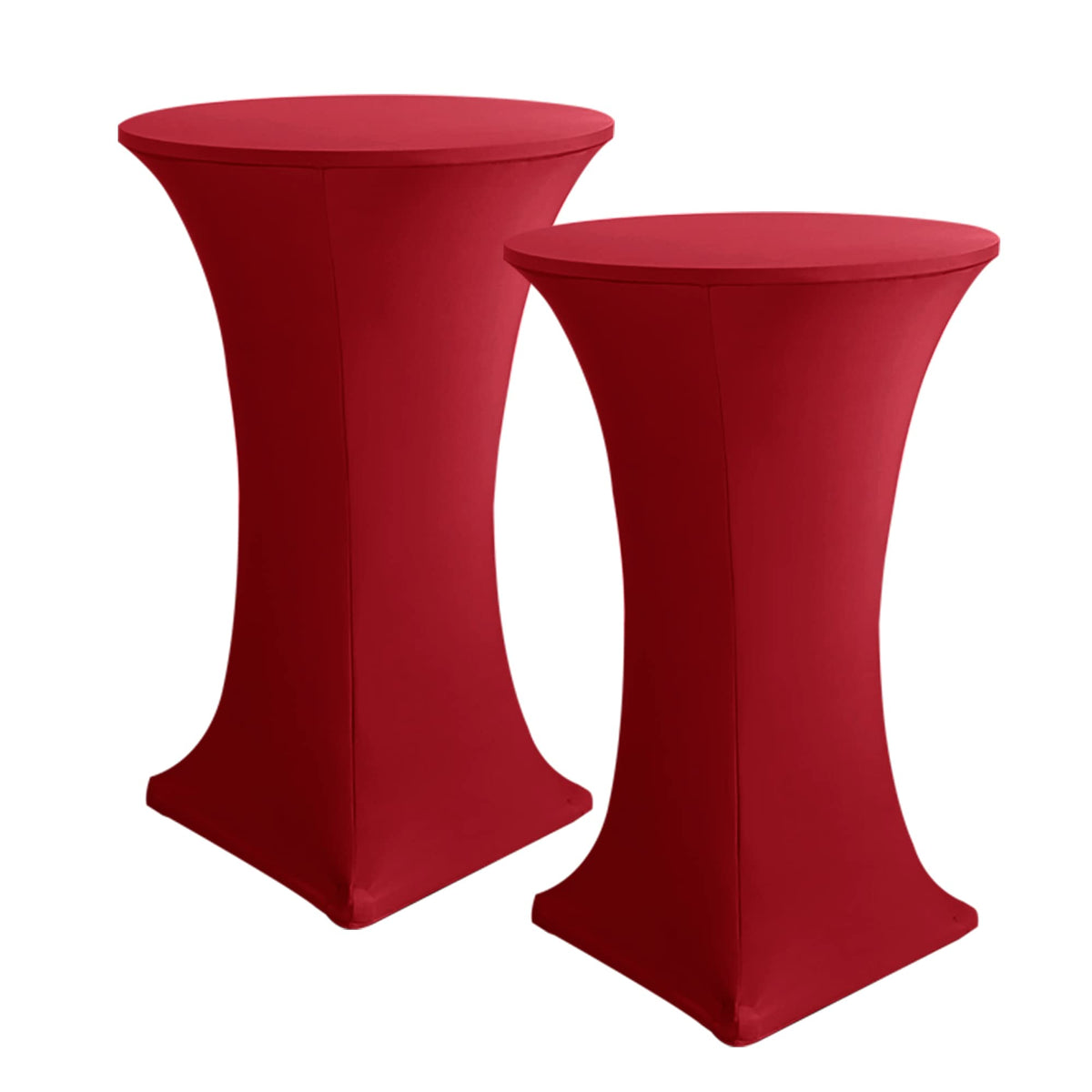 HolidayIdeas cocktail table cover in dark red on table showing snug fit and color