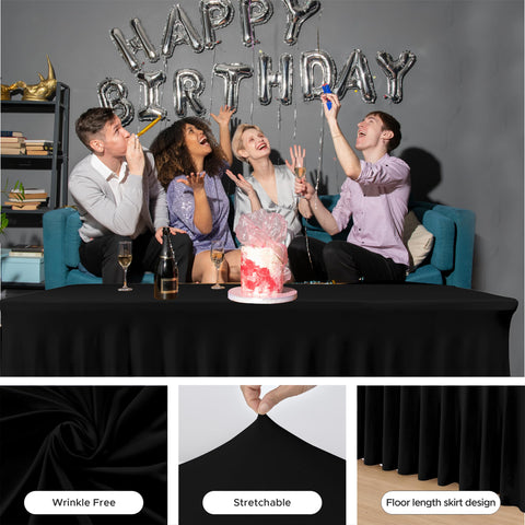 HolidayIdeas easy-care table skirt is machine washable and quick to dry.