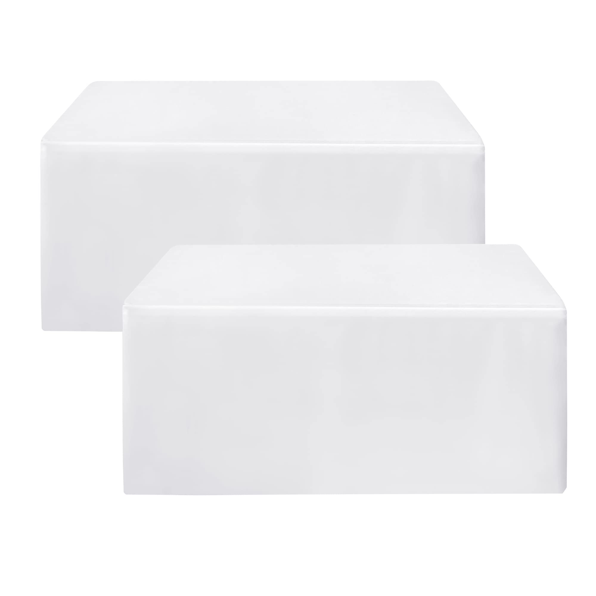 HolidayIdeas fitted white tablecloth on a 6-foot table for a clean, professional look.