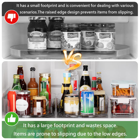 Holinwa clear lazy susan turntable showing visibility of stored items
