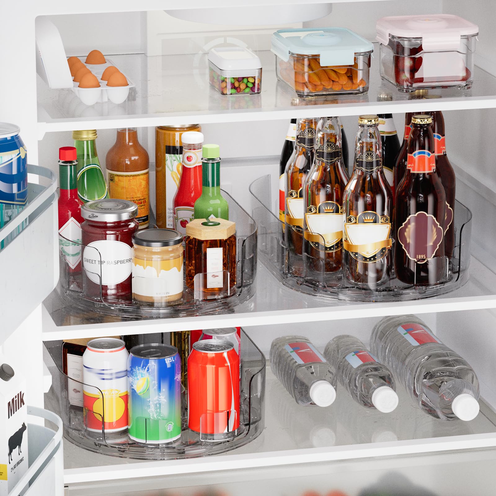 Holinwa easy clean lazy susan aids quick organization on counters and in cabinets