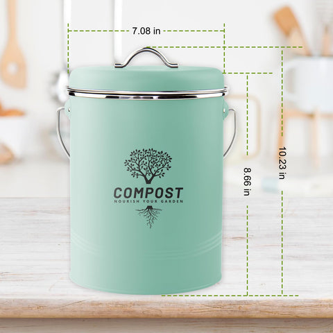 Holismo compost bin lid shows activated charcoal filter to control odors in your kitchen