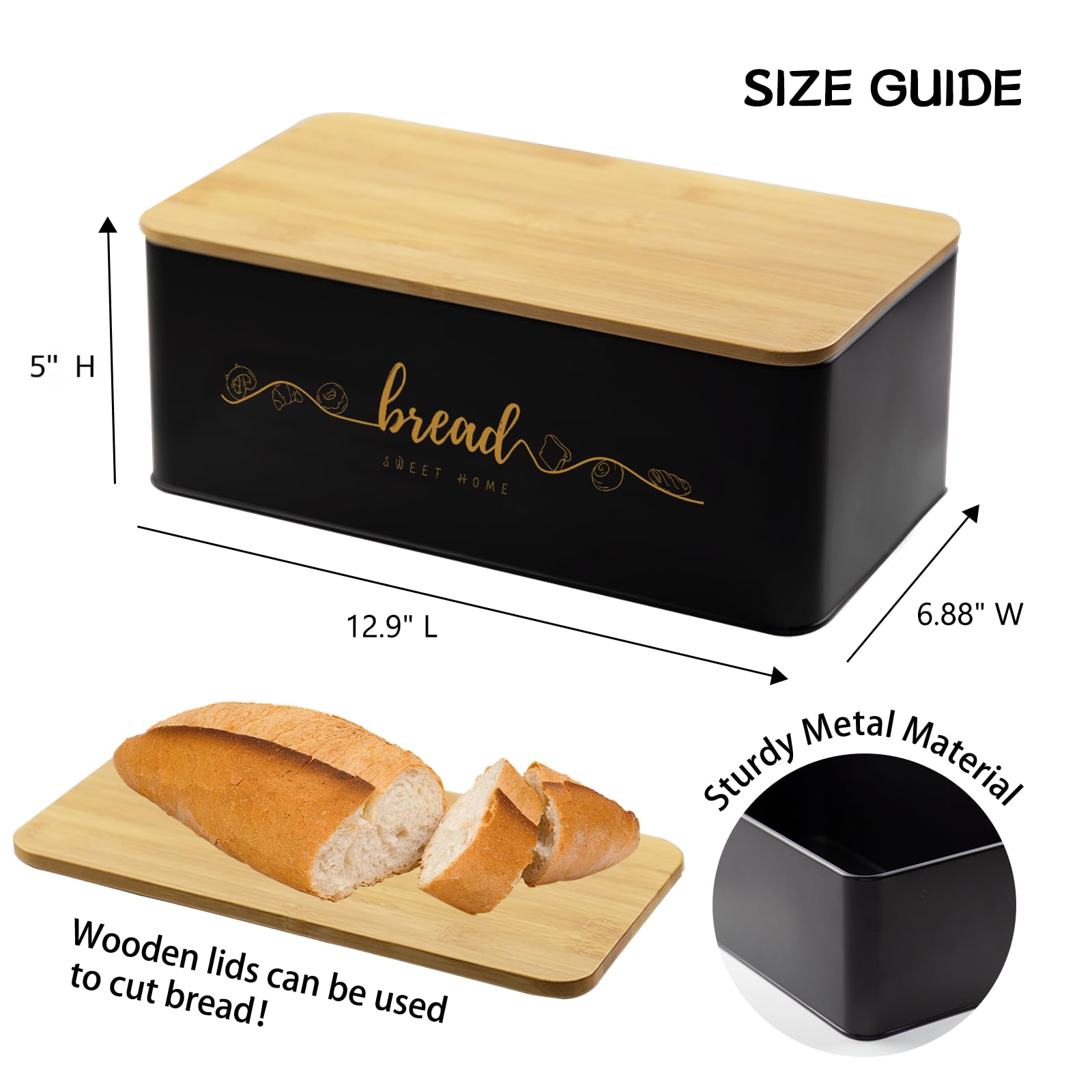 Bamboo lid used as a cutting board, a versatile feature of the Holismo bread box.