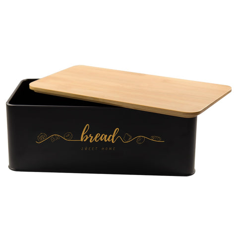 Holismo bread box with a durable metal body for long-lasting counter storage.