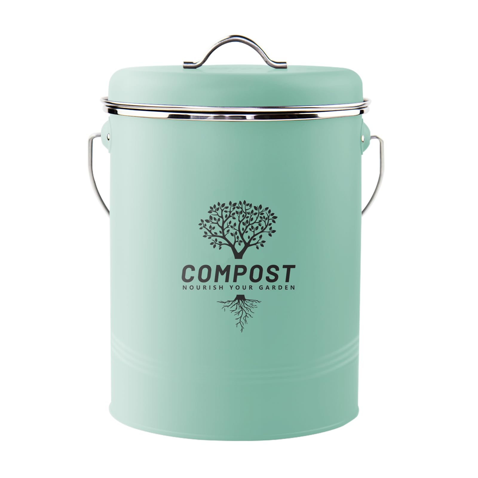 Holismo kitchen countertop compost bin with mint lid, ideal for easy scraps disposal