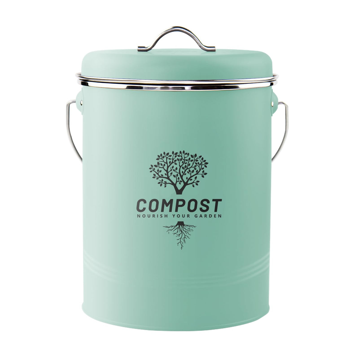 Holismo kitchen countertop compost bin with mint lid, ideal for easy scraps disposal