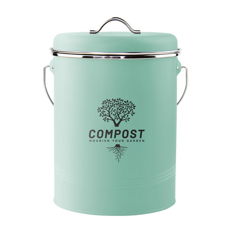 Holismo kitchen countertop compost bin with mint lid, ideal for easy scraps disposal
