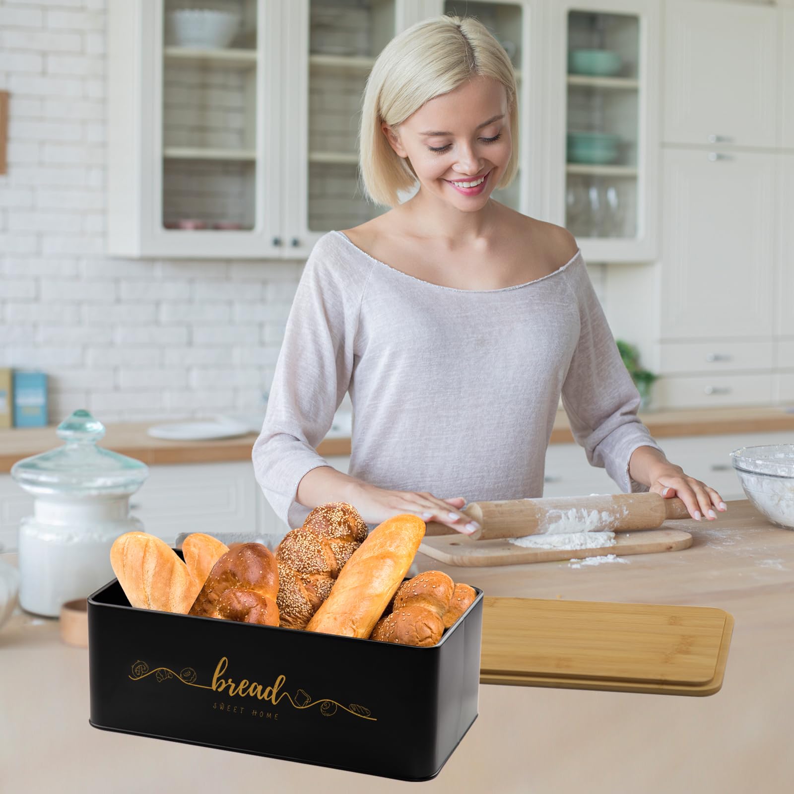 Tidy counter with Holismo bread storage for daily baking essentials.