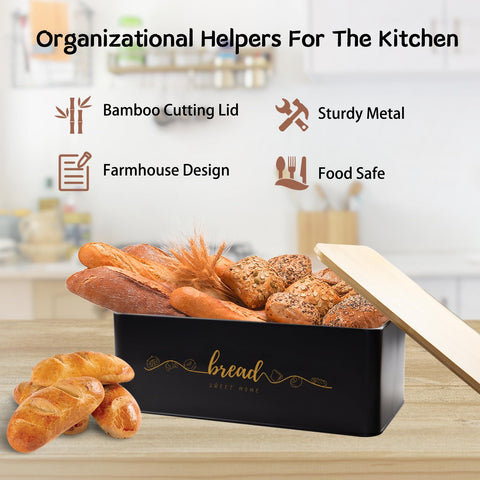 Modern farmhouse design of Holismo bread box on a bright kitchen counter.