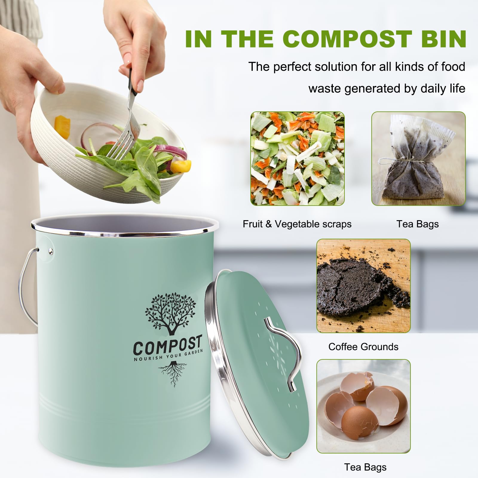 Holismo premium handles on the compost bin for comfortable, secure grip