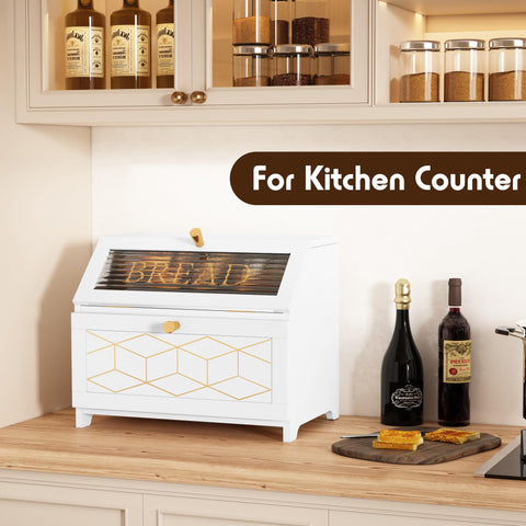 HOLTICO bread box interior shows two shelves for large quantities